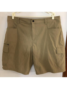 Orvis Shorts Mens 40 Khaki Tan Tech Cargo Fishing Hiking Nylon Stretch Zippers